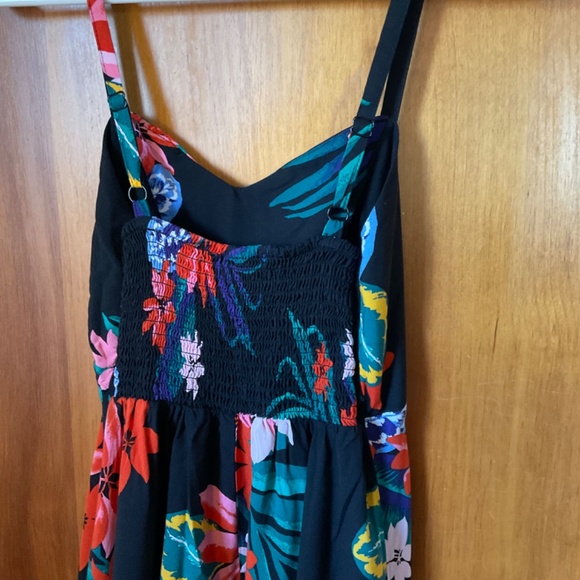 Old Navy Cami Black Floral Dress Sz XS Smocked Back Spaghetti Straps - Picture 5 of 13
